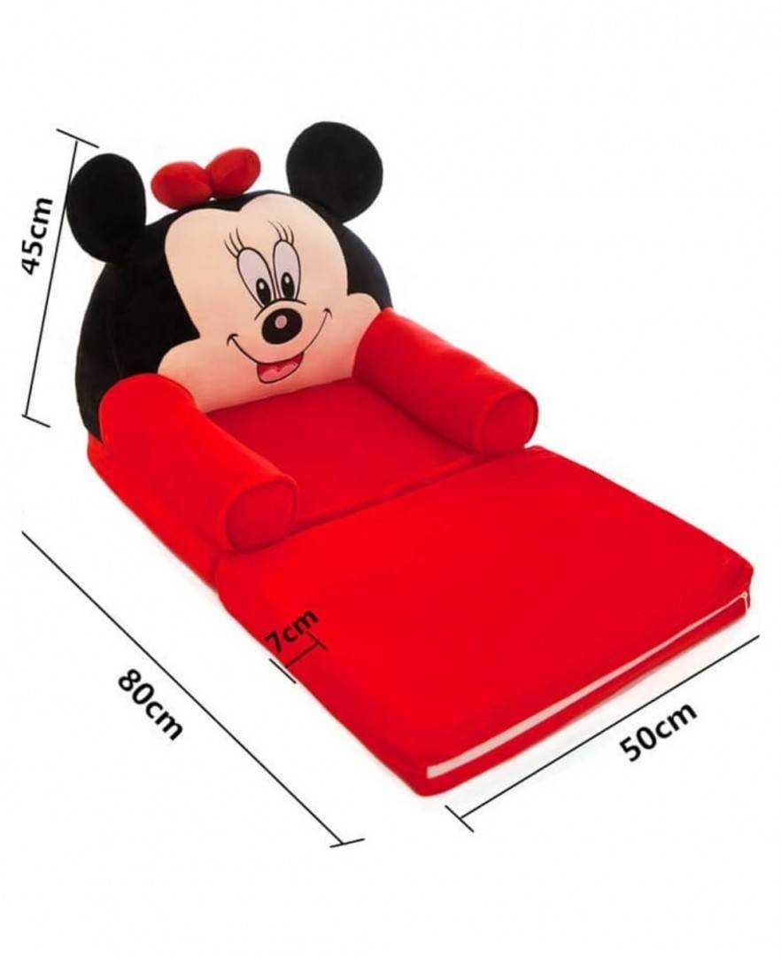 Fotoliu extensibil de plus, Minnie Mouse, 2 placi,rosu, 80 cm, 1 an+