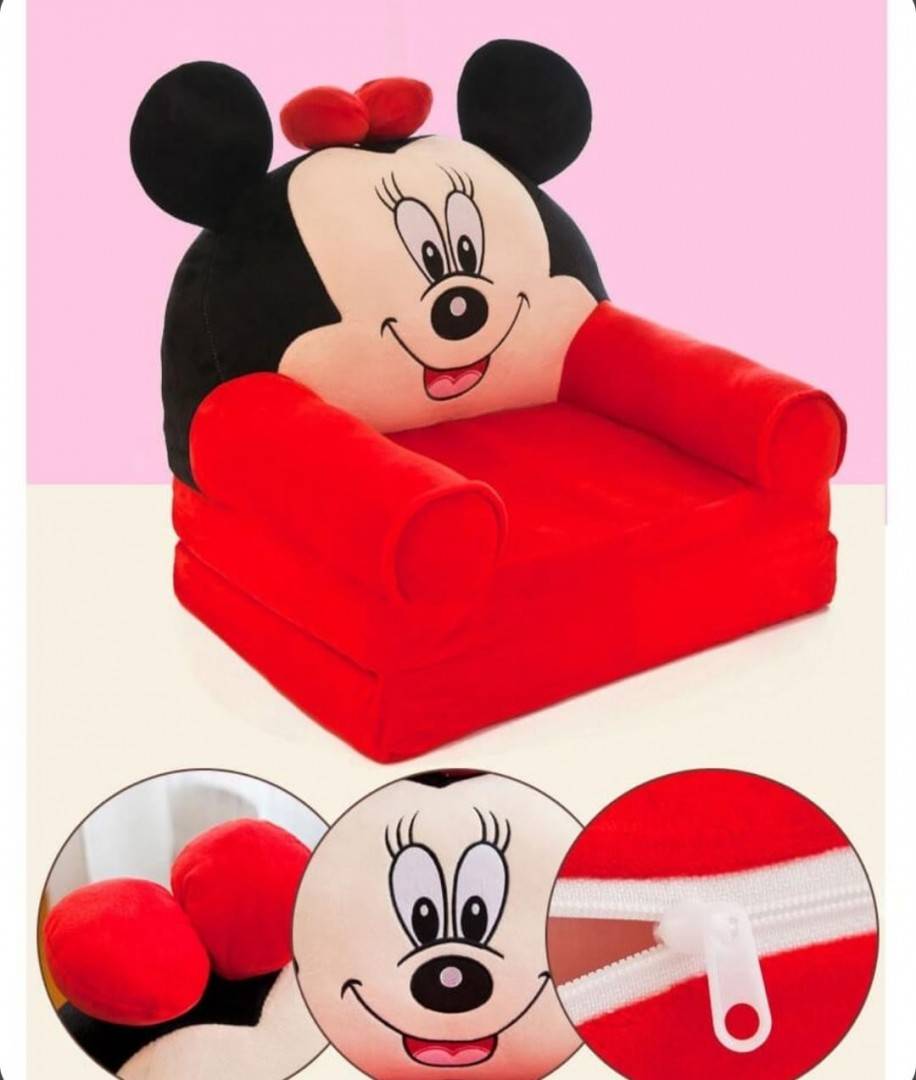 Fotoliu extensibil de plus, Minnie Mouse, 2 placi,rosu, 80 cm, 1 an+