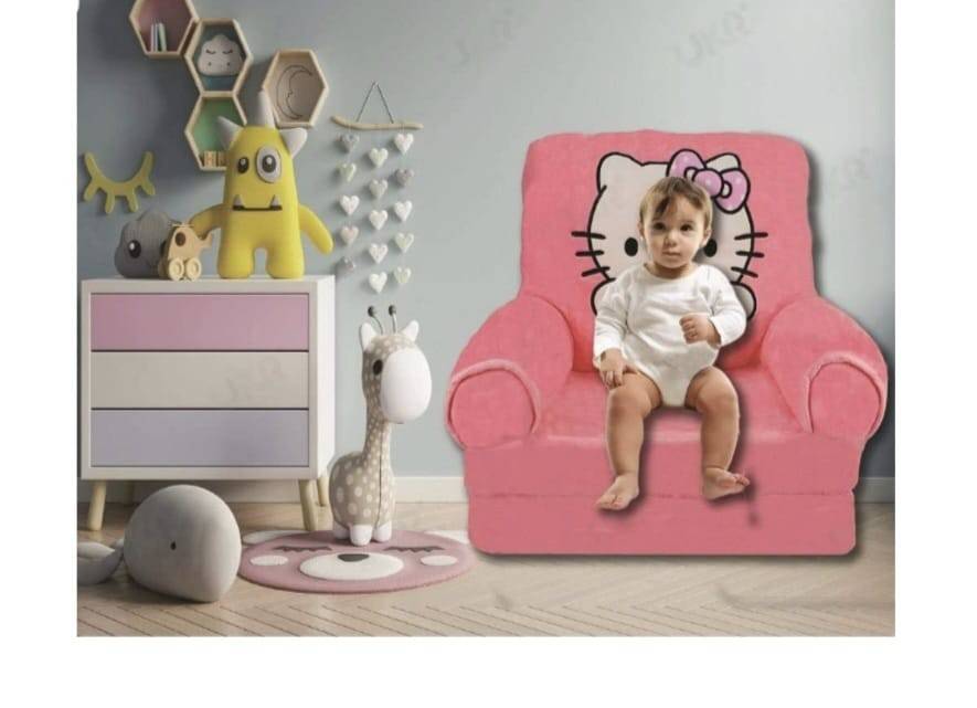 Fotoliu extensibil pentru copii, Hello Kitty, 2 placi, roz, 160 cm, 1 ani - 4 ani