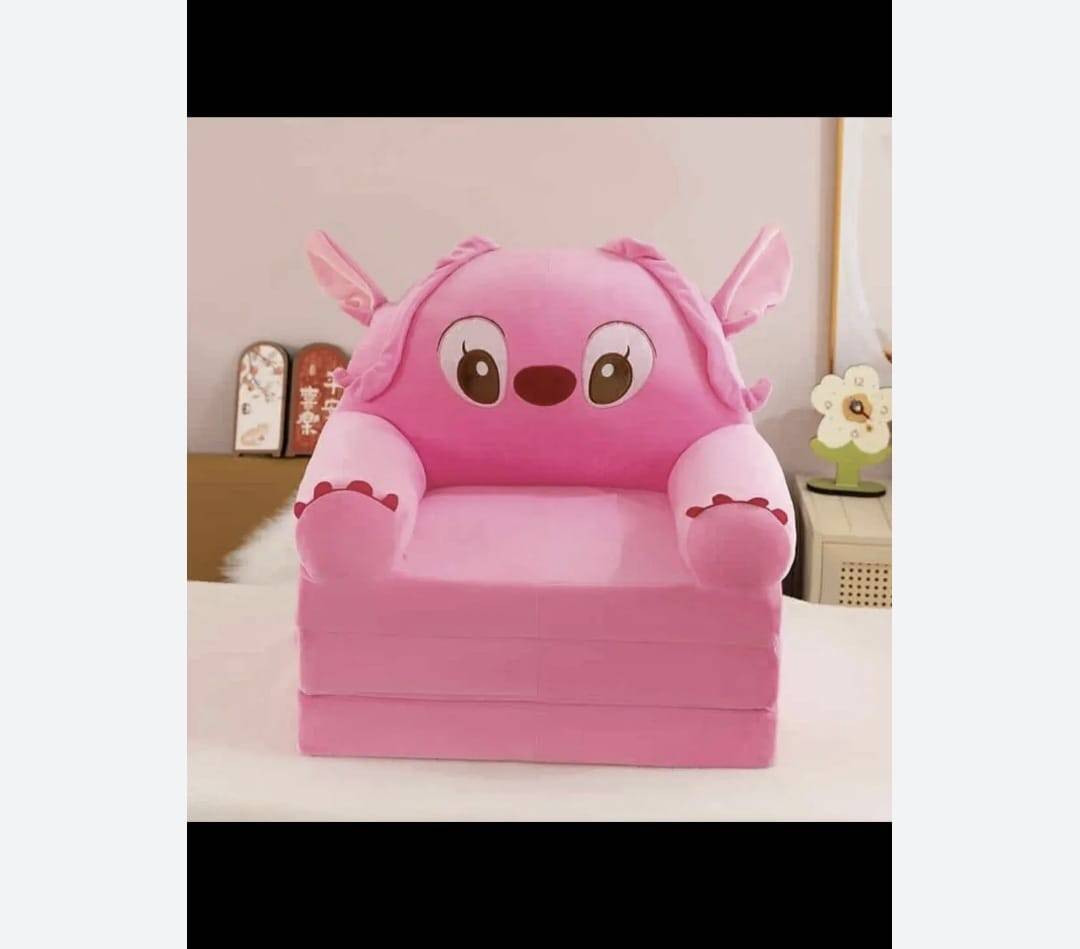 Fotoliu extensibil pentru copii, Stitch Angel, 3 placi, roz, 120 cm