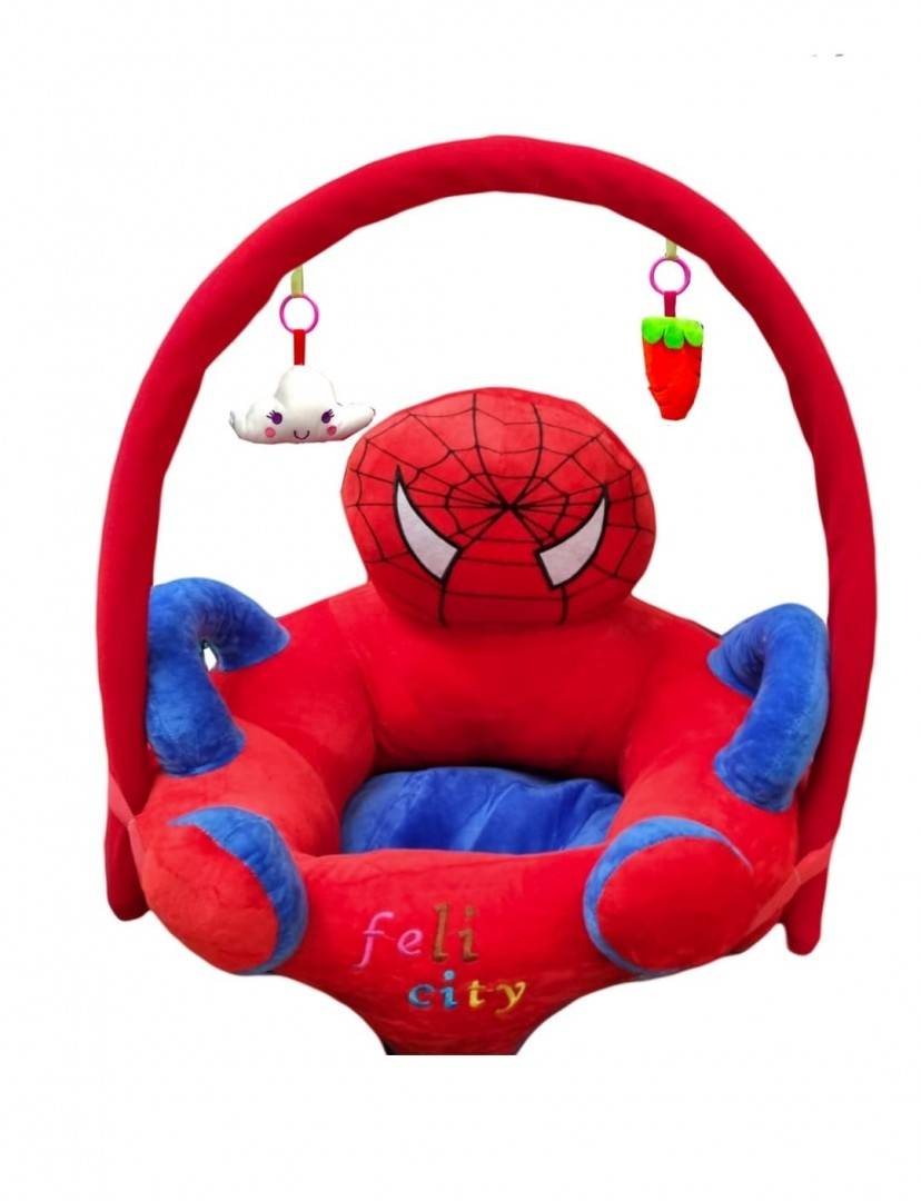 Fotoliu Spiderman pentru bebelusi cu arcada si jucarii, multicolor, 53 cm