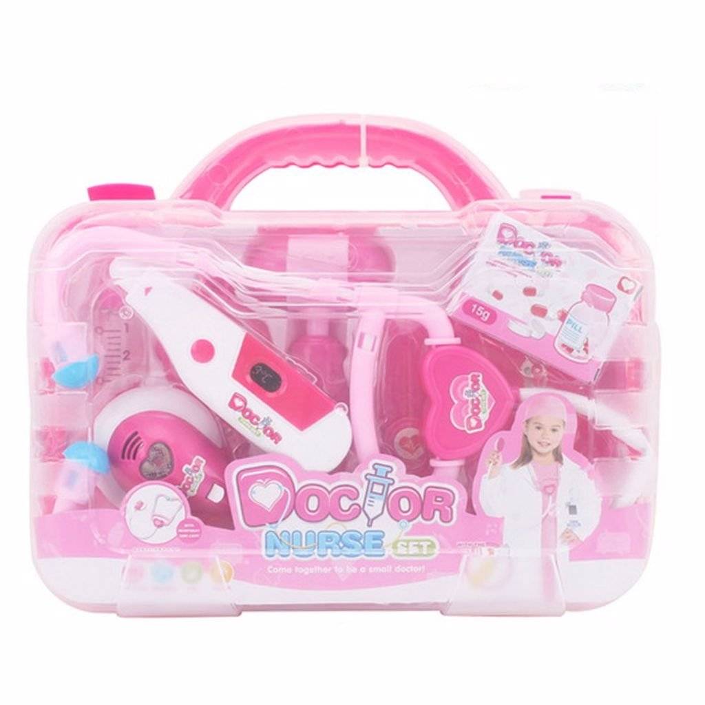 Gentuta doctor copii cu accesorii cu lumini si sunete, roz
