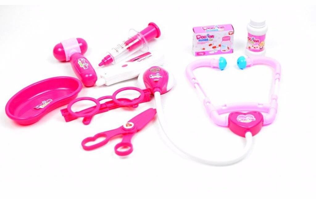 Gentuta doctor copii cu accesorii cu lumini si sunete, roz