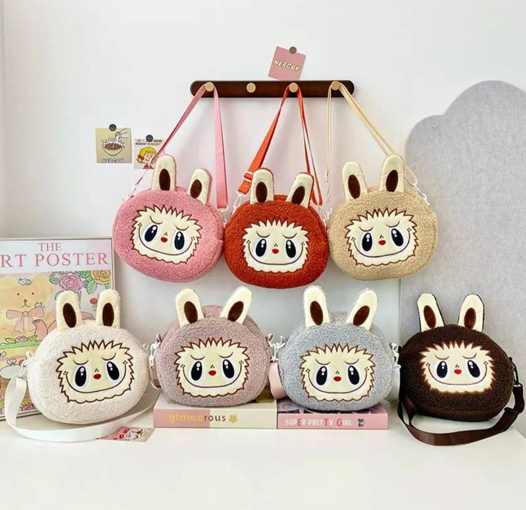 Gentuta pentru copii, tip Labubu, MASHASHOP, bej, 25 cm