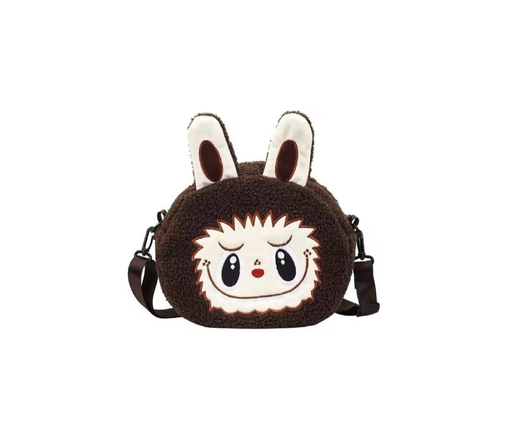 Gentuta pentru copii, tip Labubu, MASHASHOP, maro, 25 cm