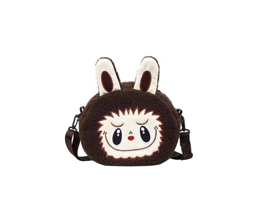 Gentuta pentru copii, tip Labubu, MASHASHOP, maro, 25 cm