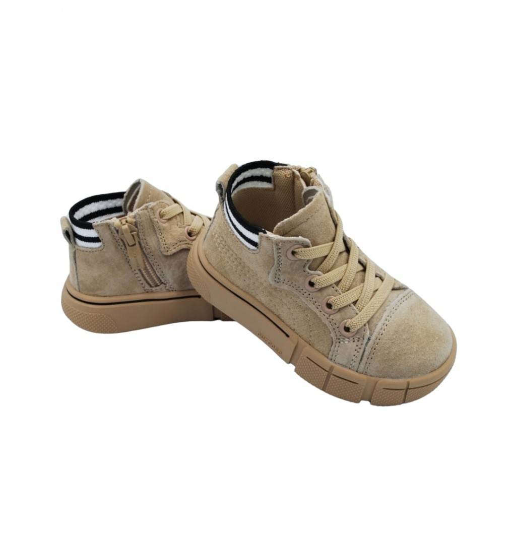 Ghete Copii cu fermoar, Apawwa NQ172, beige, marimea 21 - 25