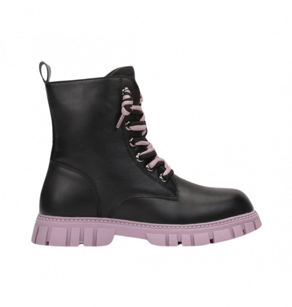 Ghete imblanite pentru fete, Apawwa ND744, negru/mov, 32 EU - 37 EU