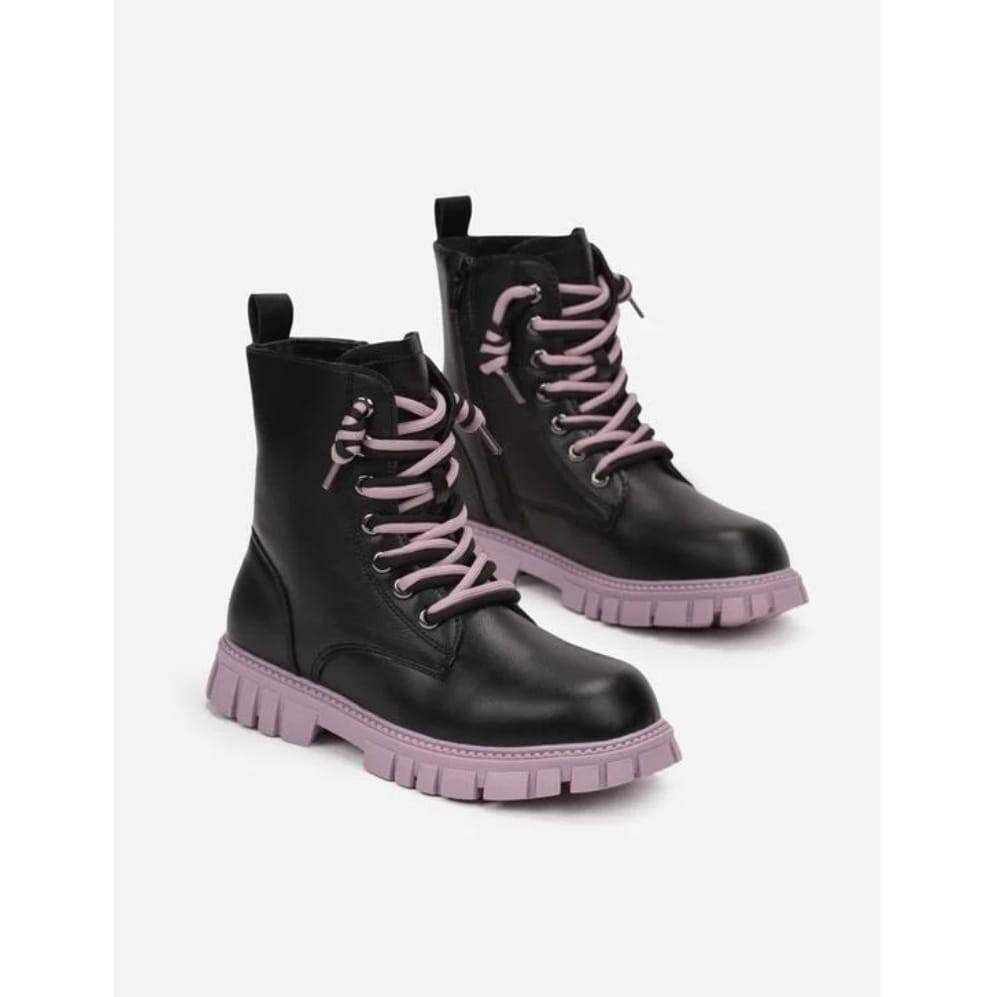 Ghete imblanite pentru fete, Apawwa ND744, negru/mov, 32 EU - 37 EU