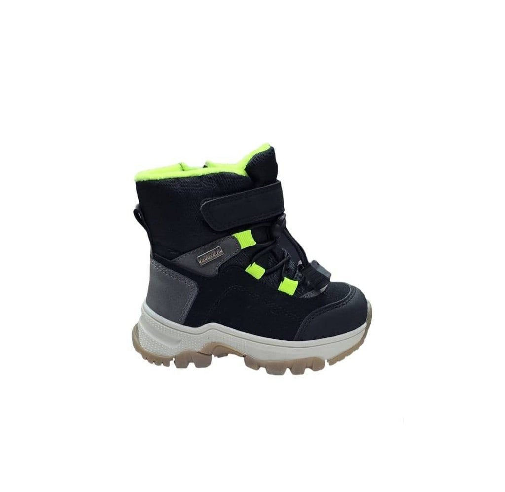 Ghete impermeabile copii, Apawwa 3620R, negru/verde, marimea 23 - 28