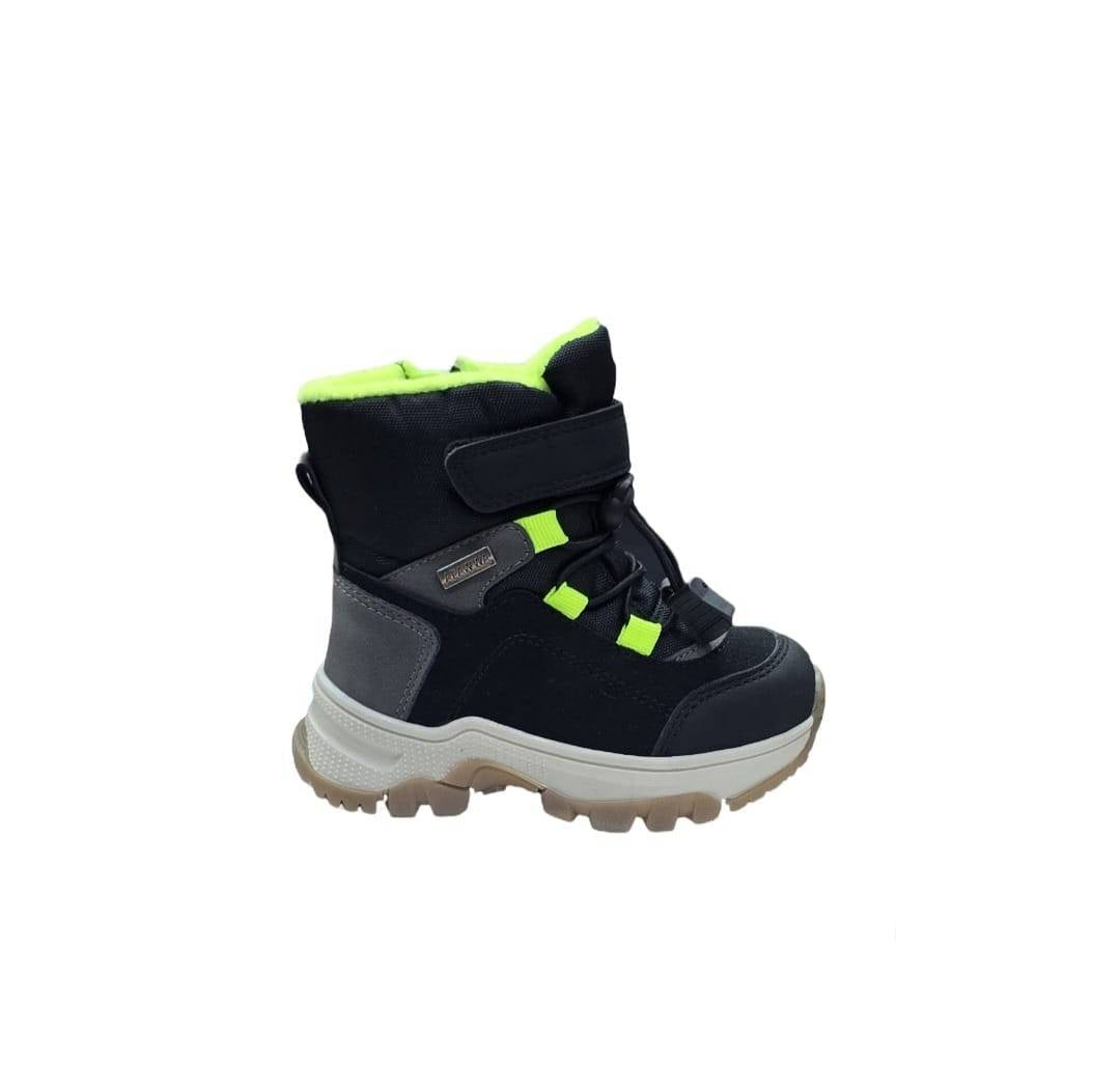 Ghete impermeabile copii, Apawwa 3620R, negru/verde, marimea 23 - 28
