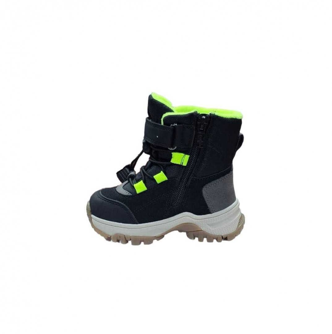Ghete impermeabile copii, Apawwa 3620R, negru/verde, marimea 23 - 28