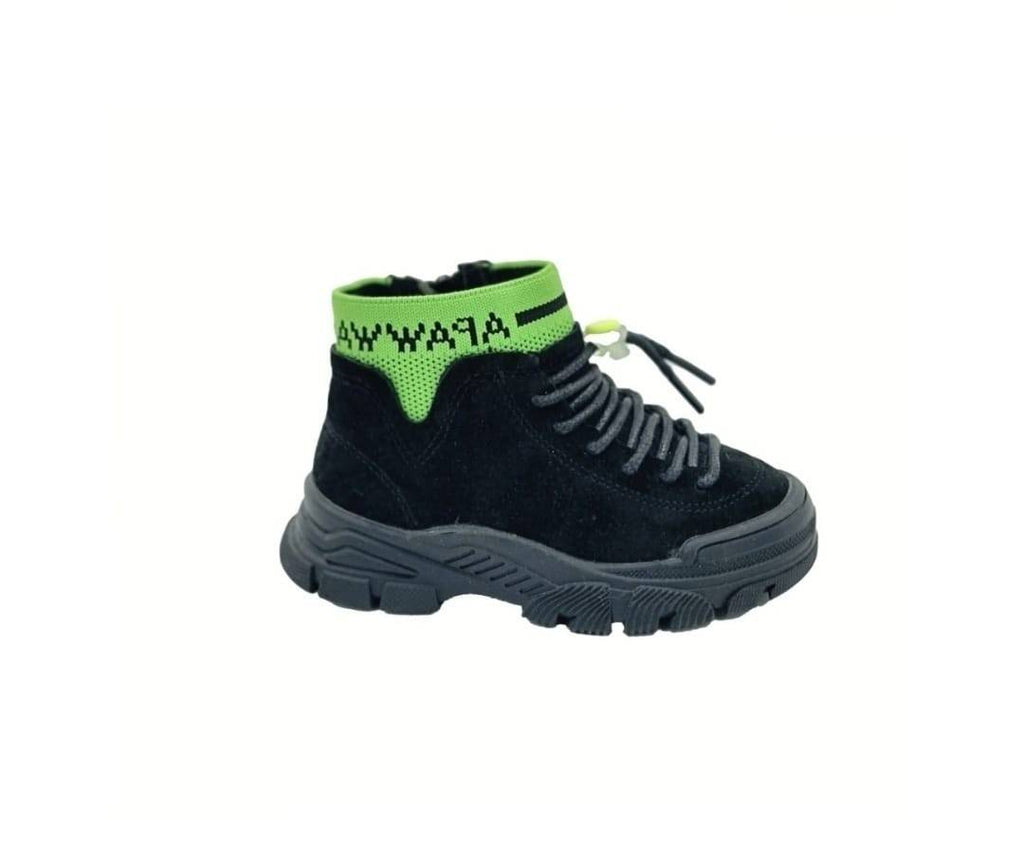 Ghete Sport Copii, Apawwa NQ71, piele intoarsa ecologica, negru, marimea 21 - 33