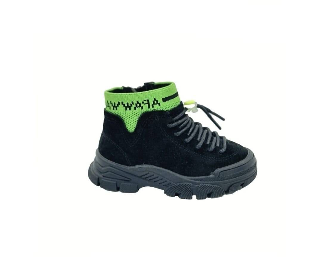 Ghete Sport Copii, Apawwa NQ71, piele intoarsa ecologica, negru, marimea 21 - 33