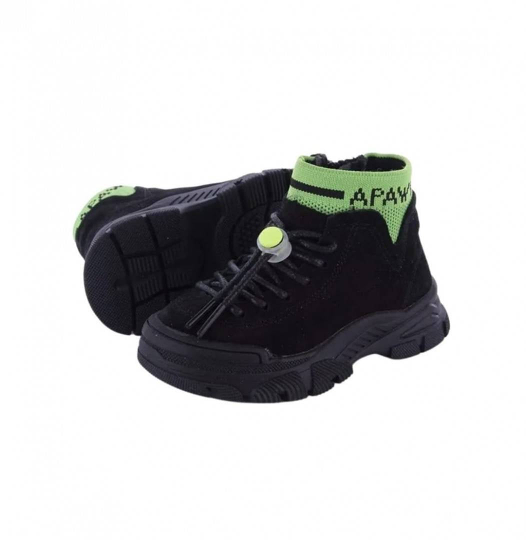 Ghete Sport Copii, Apawwa NQ71, piele intoarsa ecologica, negru, marimea 21 - 33