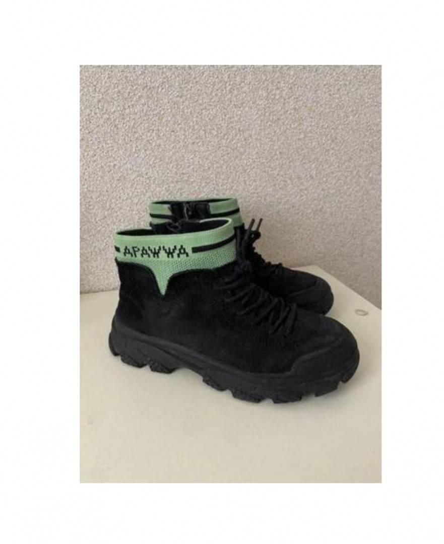 Ghete Sport Copii, Apawwa NQ71, piele intoarsa ecologica, negru, marimea 21 - 33