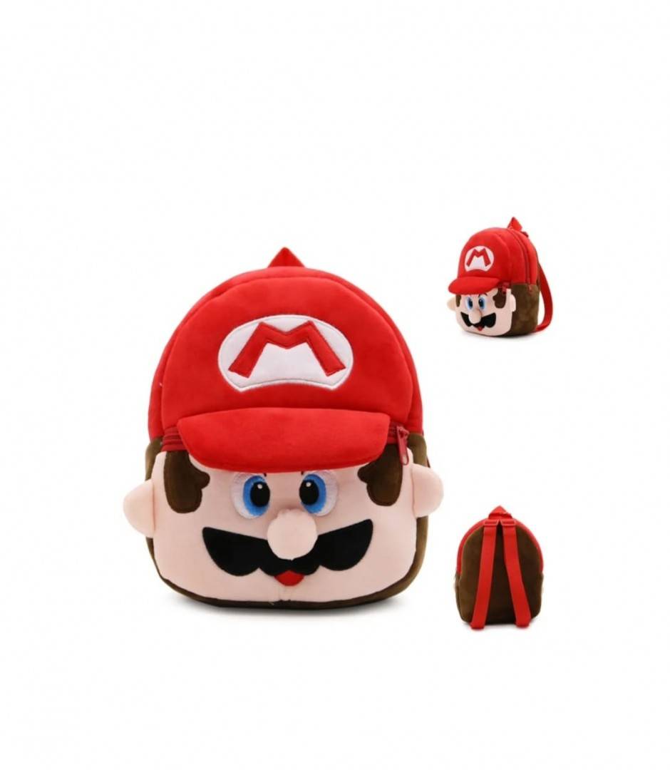 Ghiozdan din plus, Mario, rosu, 27 cm