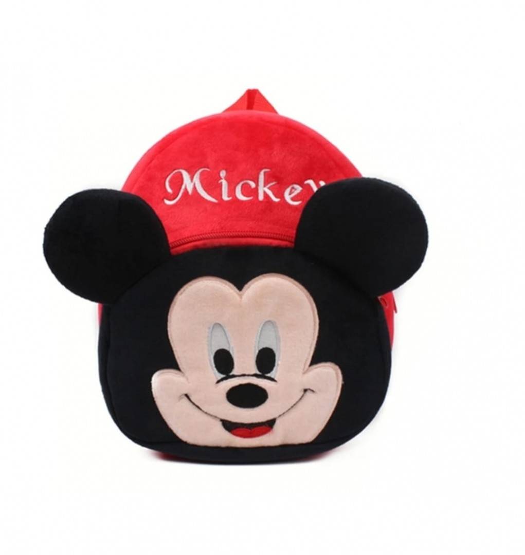 Ghiozdan din plus, Mickey, rosu inchis, 24 cm, 2 ani+