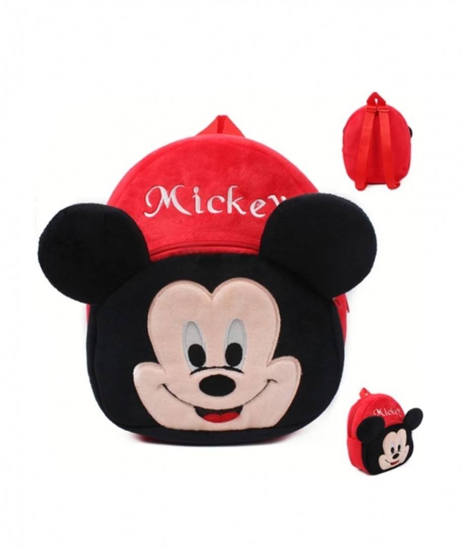 Ghiozdan din plus, Mickey, rosu inchis, 24 cm, 2 ani+