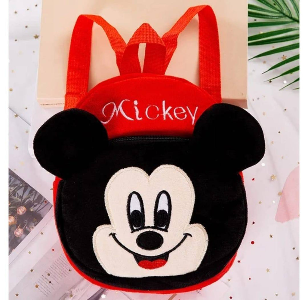 Ghiozdan din plus, Mickey, rosu inchis, 24 cm, 2 ani+