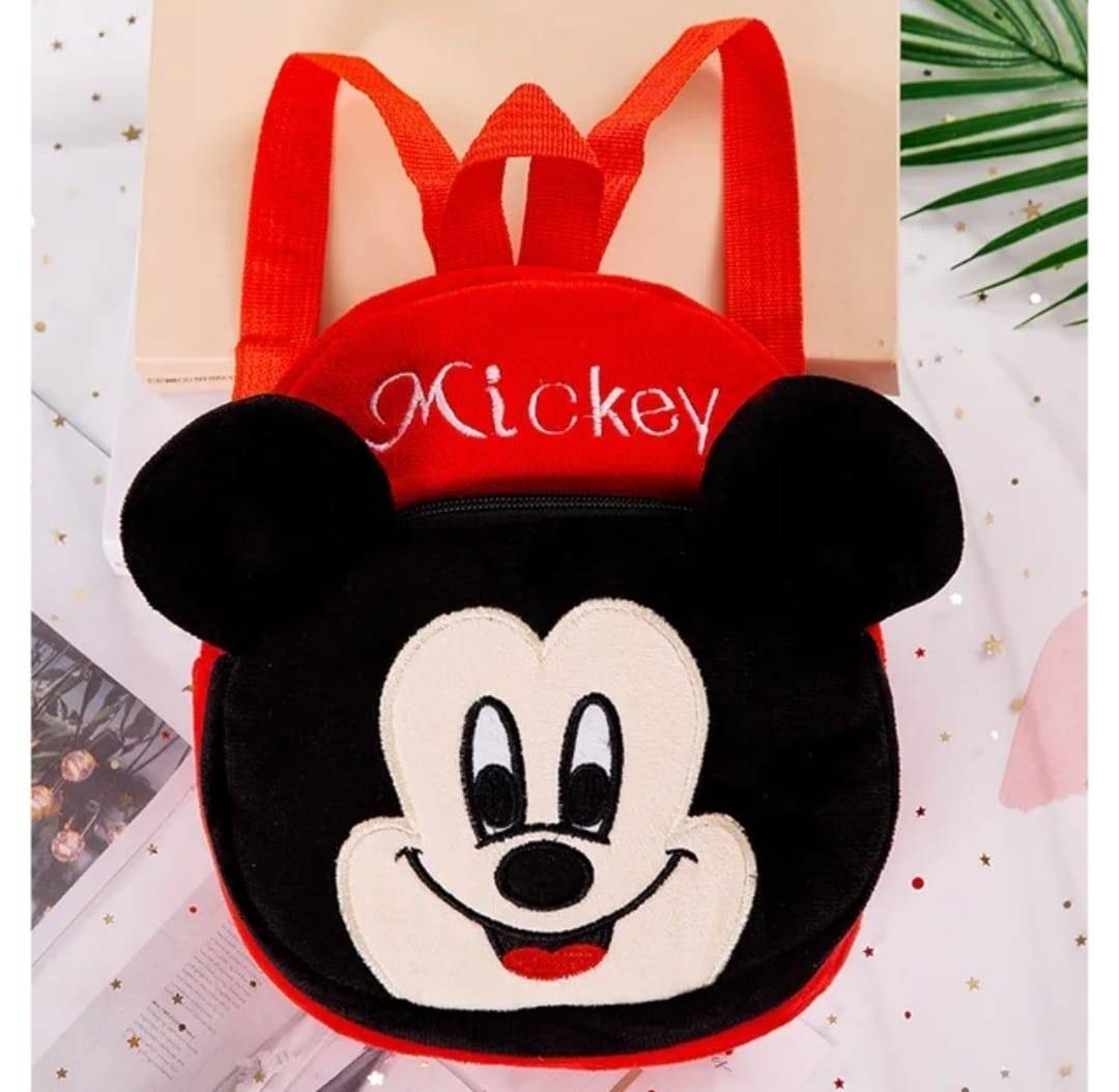 Ghiozdan din plus, Mickey, rosu inchis, 24 cm, 2 ani+