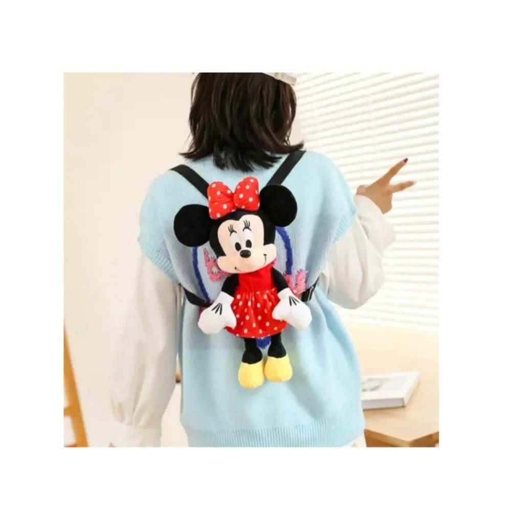 Ghiozdan din plus, Minnie, rosu, 40 cm, 2 ani+