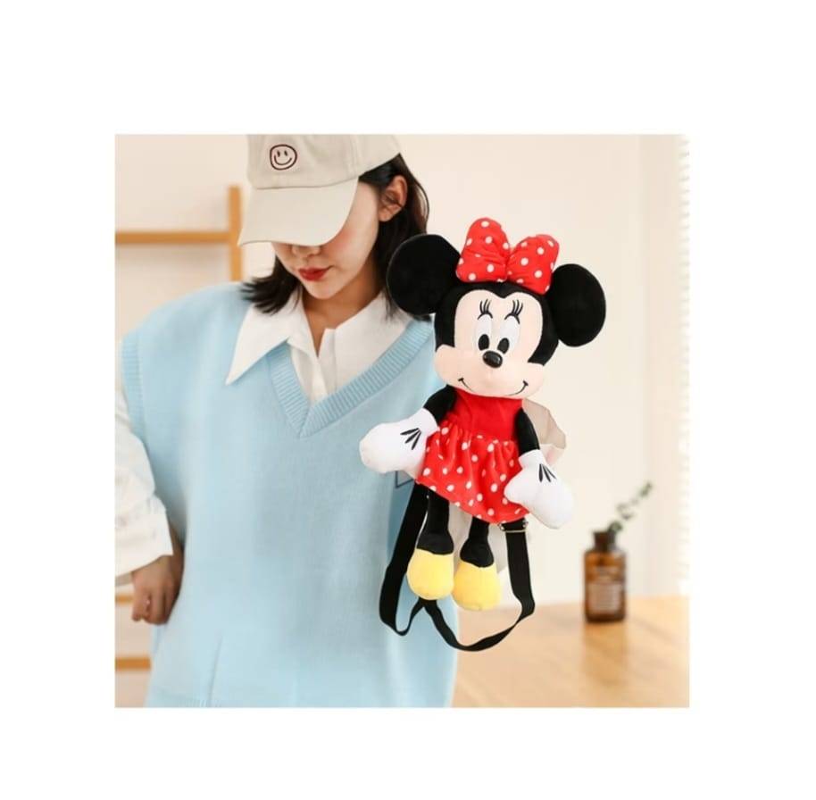 Ghiozdan din plus, Minnie, rosu, 40 cm, 2 ani+