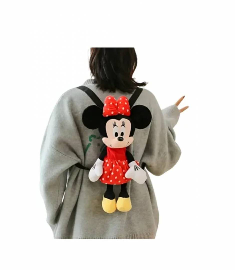 Ghiozdan din plus, Minnie, rosu, 40 cm, 2 ani+