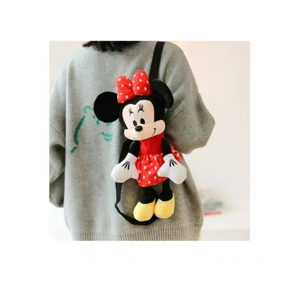 Ghiozdan din plus, Minnie, rosu, 40 cm, 2 ani+