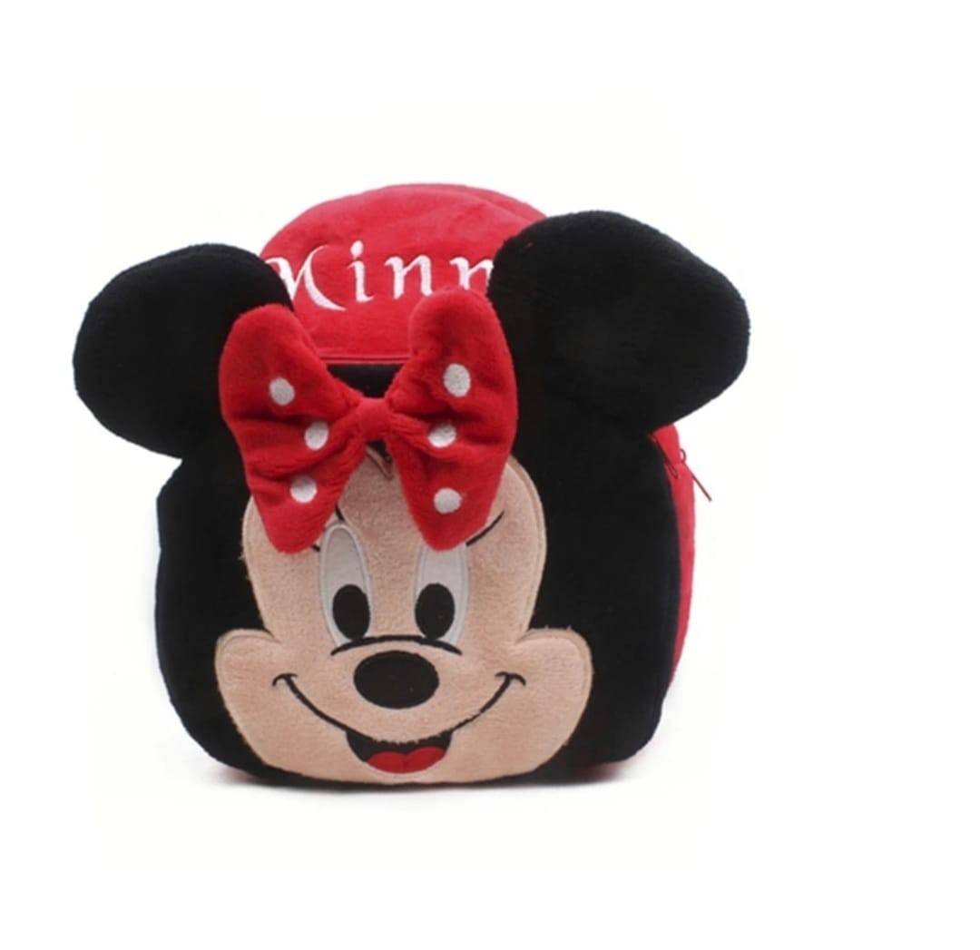 Ghiozdan din plus, Minnie, rosu inchis, 24 cm, 2 ani+