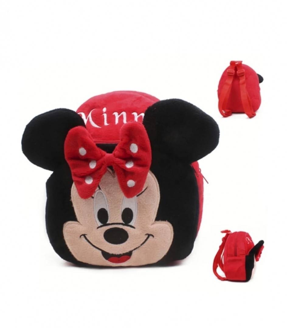 Ghiozdan din plus, Minnie, rosu inchis, 24 cm, 2 ani+