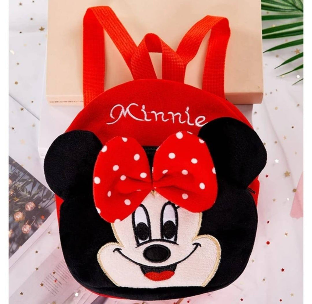 Ghiozdan din plus, Minnie, rosu inchis, 24 cm, 2 ani+