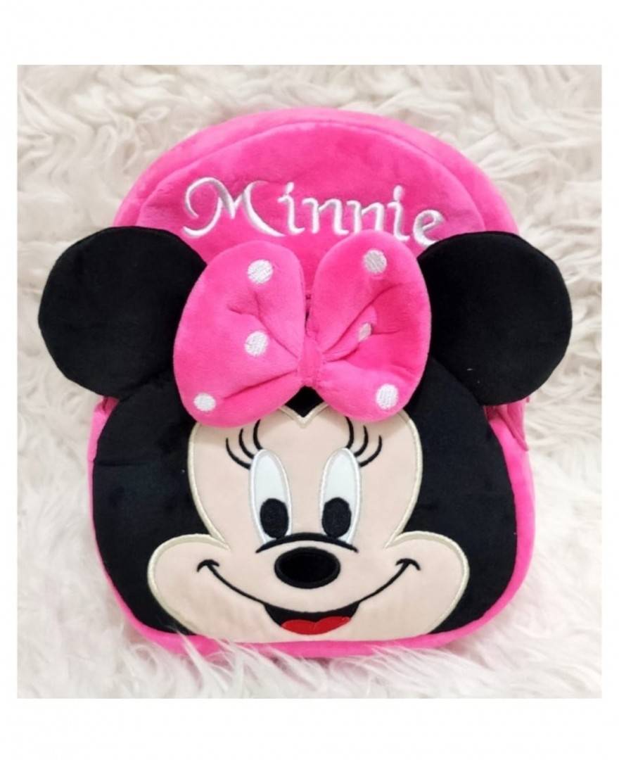 Ghiozdan din plus, Minnie, roz/negru, 24 cm, 2 ani+