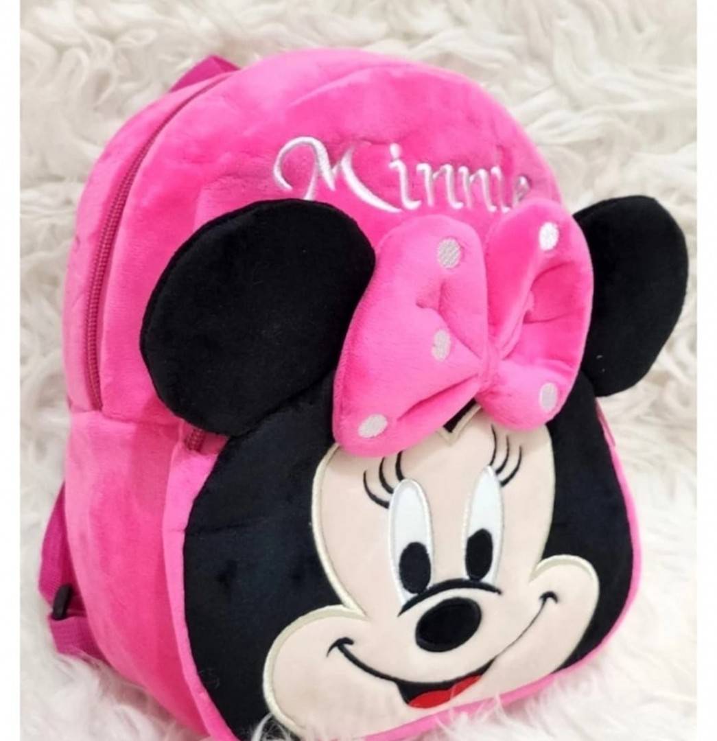 Ghiozdan din plus, Minnie, roz/negru, 24 cm, 2 ani+