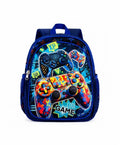 Ghiozdan gradinita, model Cool Game, 3 ani - 5 ani, albastru/multicolor, 30 cm