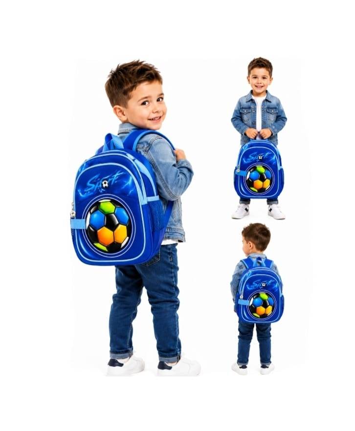 Ghiozdan gradinita, model Fotbal, 3 ani - 5 ani, blue, 30 cm