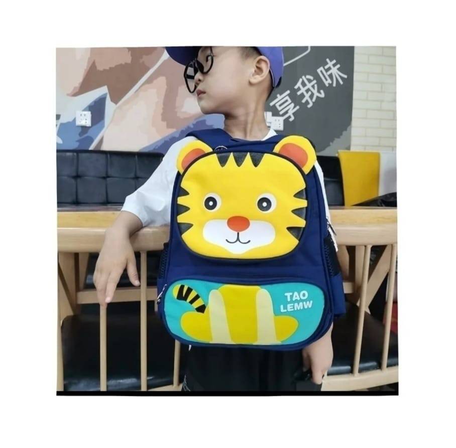 Ghiozdan pentru prescolari Tigru, albastru inchis, 37 cm