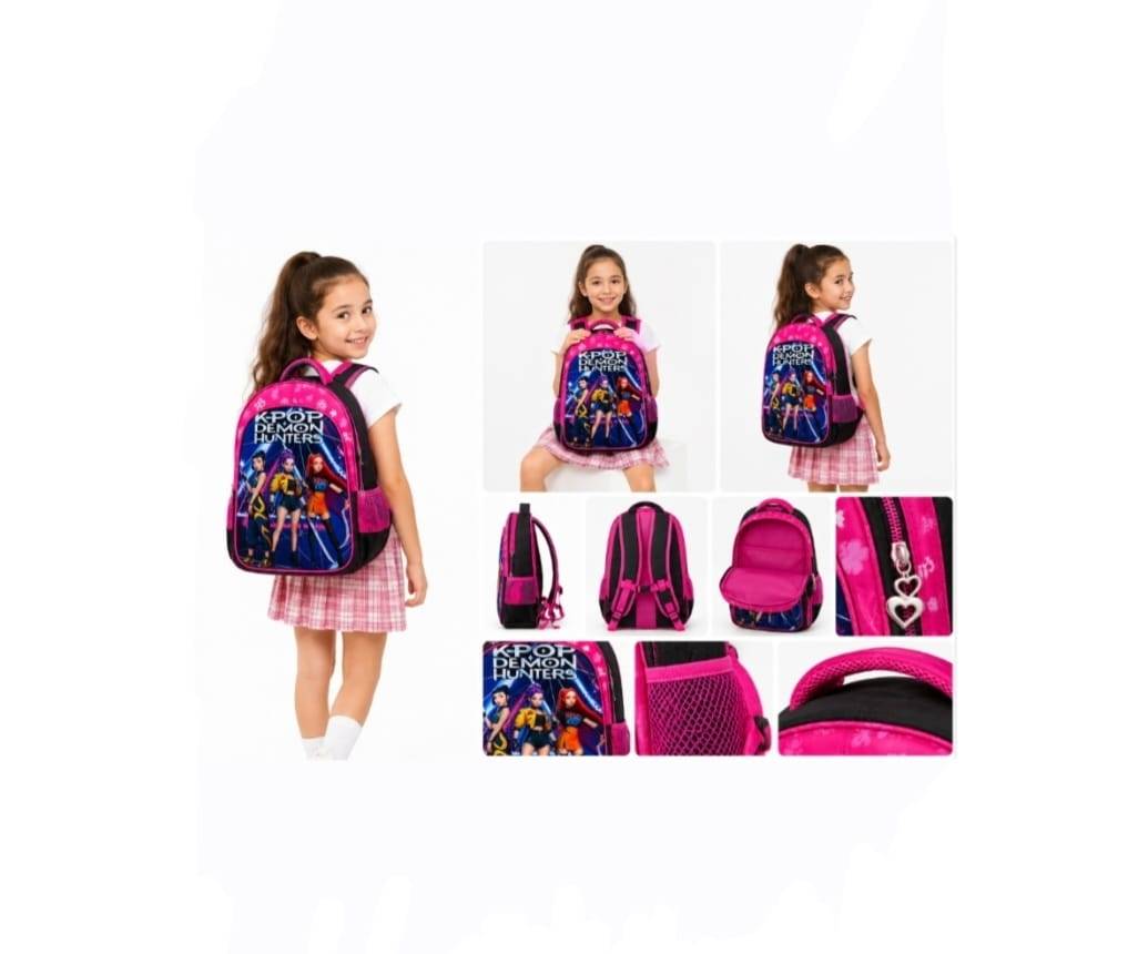 Ghiozdan scolar fete, model K-POP DEMON HUNTERS, 3D, multicolor, 6 ani - 8 ani, 38 x 29 x 15