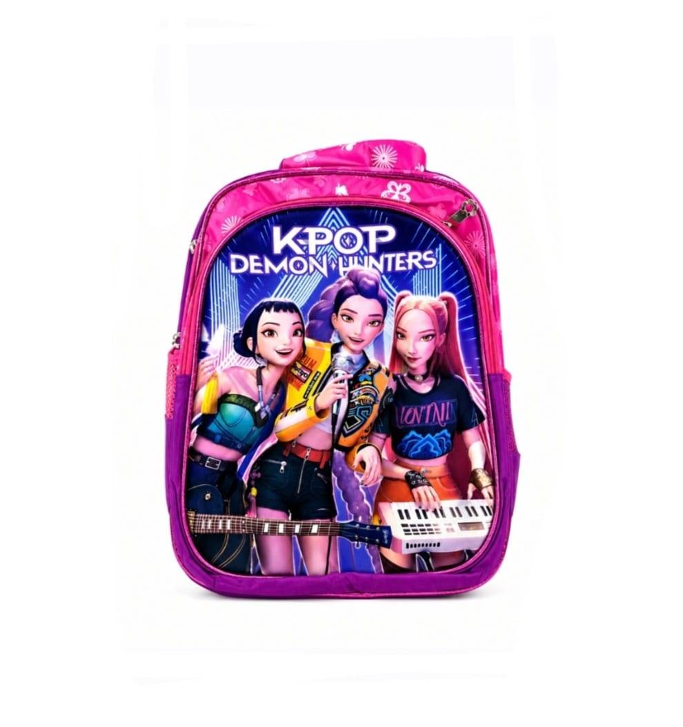 Ghiozdan scolar fete, model K-POP DEMON HUNTERS, 3D, roz/mov, 6 ani - 8 ani, 38 x 29 x 15