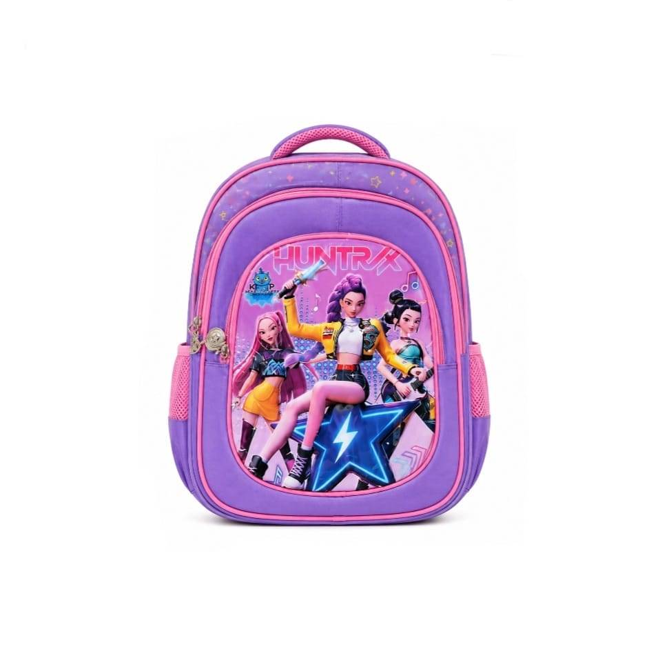 Ghiozdan scolar pentru fete, model K-POP DEMON HUNTERS, 3D, multicolor, 6 ani - 8 ani, 37 x 28 x 15