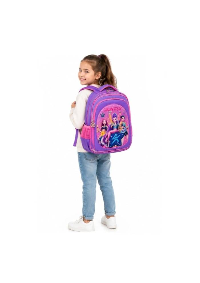 Ghiozdan scolar pentru fete, model K-POP DEMON HUNTERS, 3D, multicolor, 6 ani - 8 ani, 37 x 28 x 15