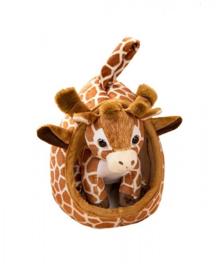 Girafa de plus, cu cosulet, maro deschis, 18 cm