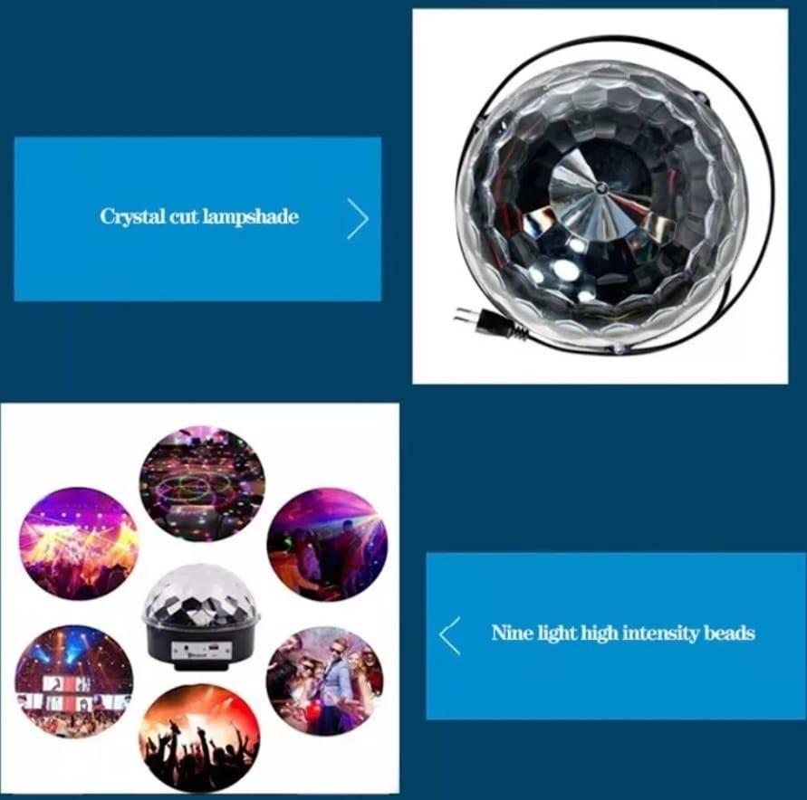 Glob Disco Magic Crystall Ball cu led, difuzor, redare muzica, usb, card, jocuri de lumini multicolore
