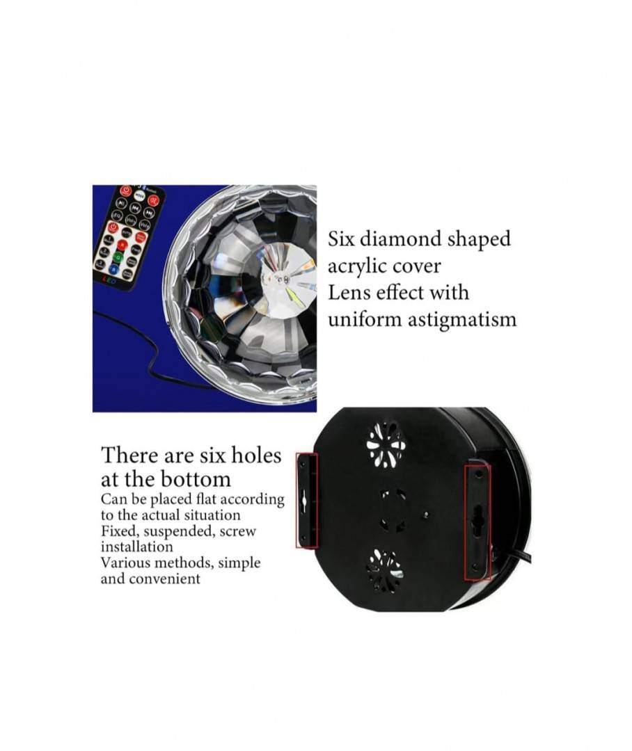 Glob Disco Magic Crystall Ball cu led, difuzor, redare muzica, usb, card, jocuri de lumini multicolore