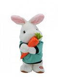 Iepuras Interactiv din plus cu morcov, dansator, repetare vocala, verde/alb, 38 cm