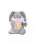 Iepuras interactiv, muzical, respira, lampa de veghe, gri, 30 cm