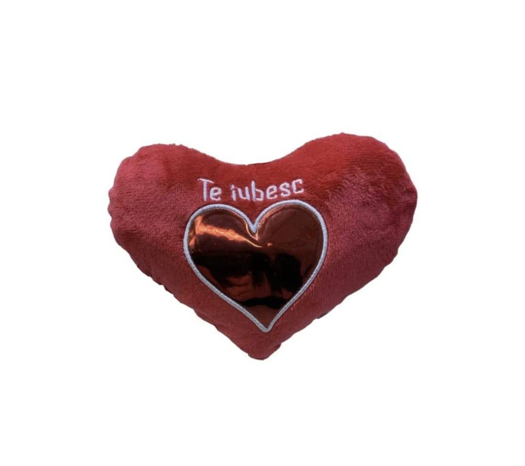 Inima de pluș, cu mesaj Te iubesc, cadou romantic Valentine’s Day, rosu, 39 cm