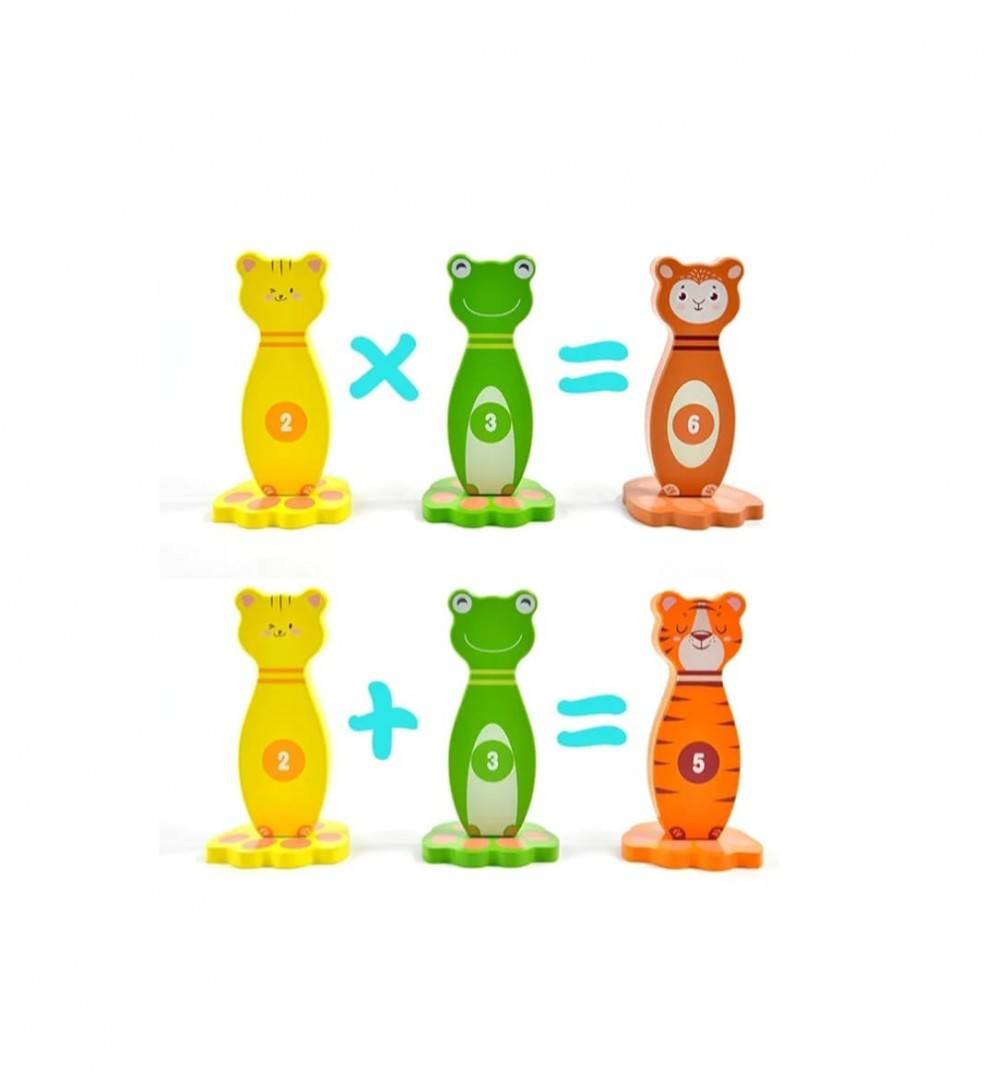 Joc Bowling si Aruncare Inele, lemn, multicolor