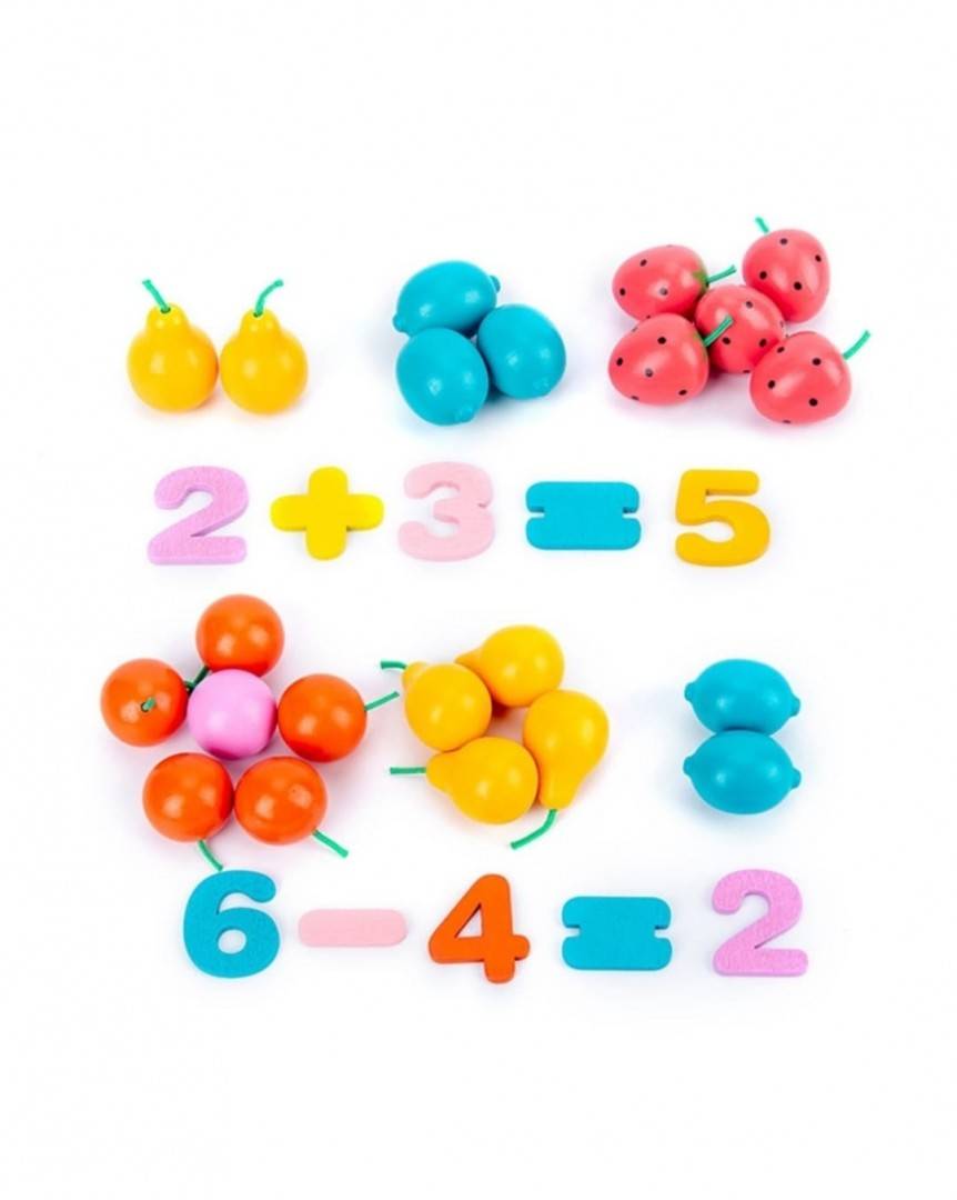 Joc montessori si sortarea fructelor, calcule matematice simple,din lemn,