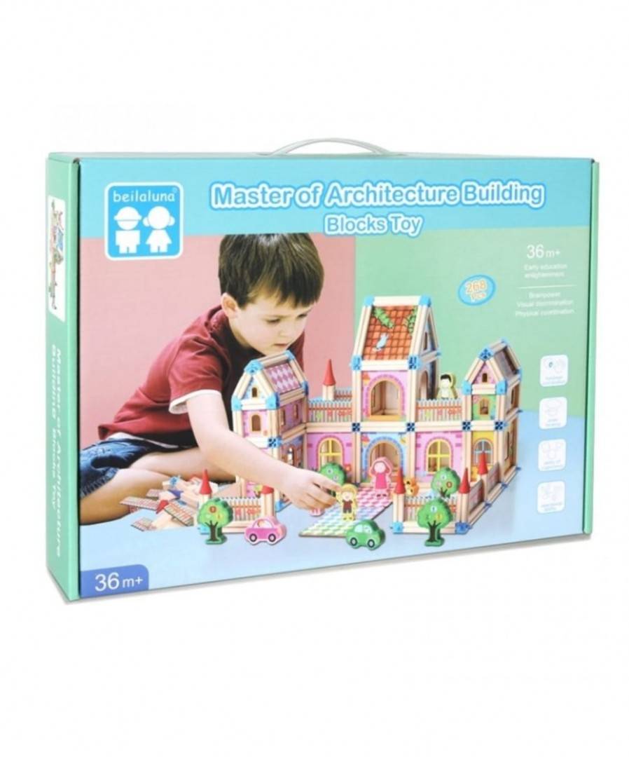 Joc constructie Castelul Arhitectului, lemn, multicolor, 268 piese